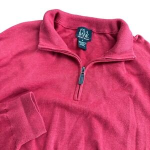 JOS A BANK Mens Red 100 Pima Cotton 1/4‎ Zip Pullover Sweater XL